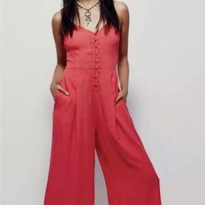 Free People Coral Jumpsuit